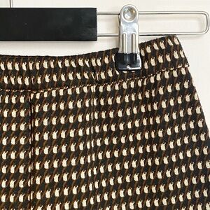 Gianni Bini Retro Geo Print Pants Brown White Mod Y2K